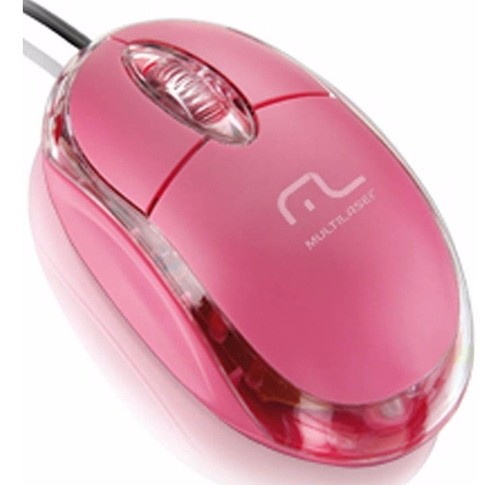 Mouse Classic Box Optico Full Rosa USB Multilaser